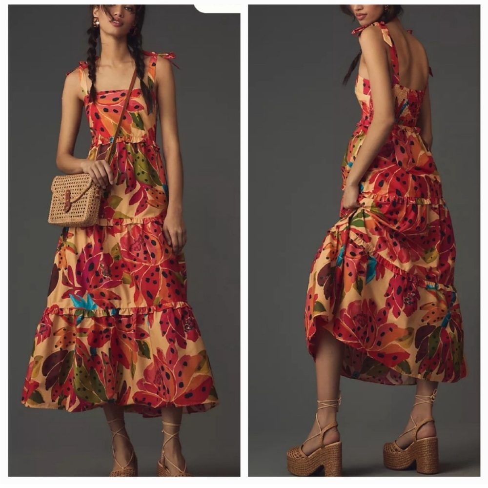 Farm Rio Sleeveless Tiered Maxi Dress